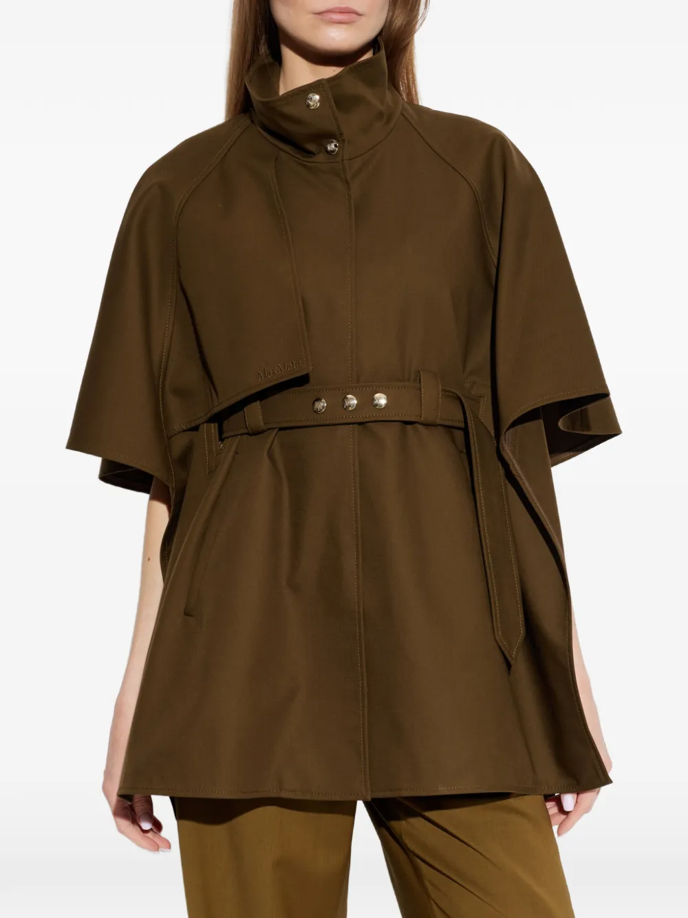 Max Mara Jack met cape en ceintuur Bruin