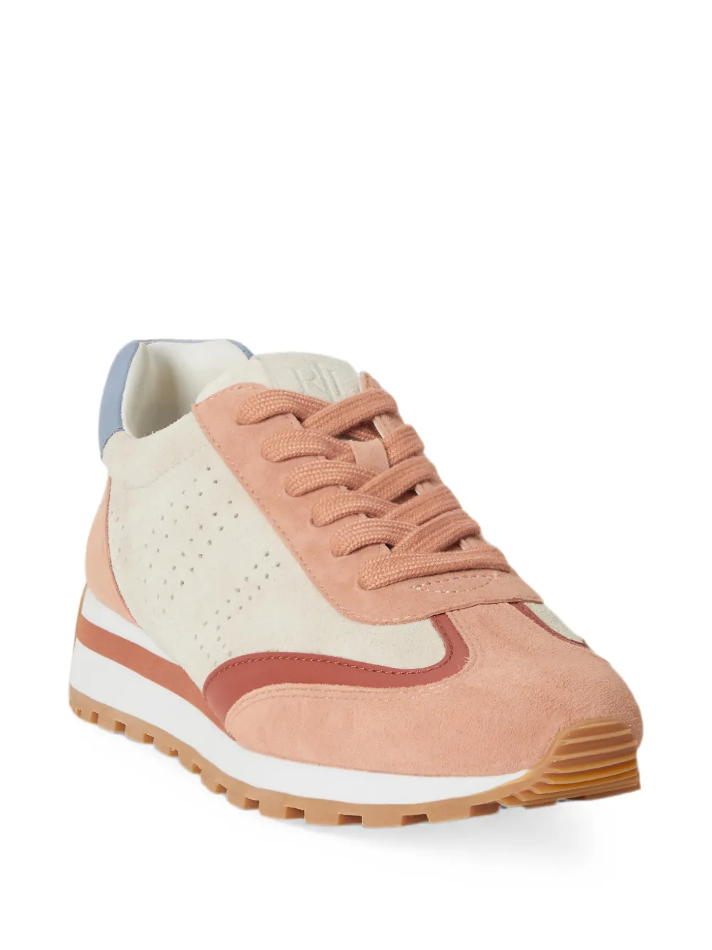 Lauren Ralph Lauren perforated leather sneakers Roze