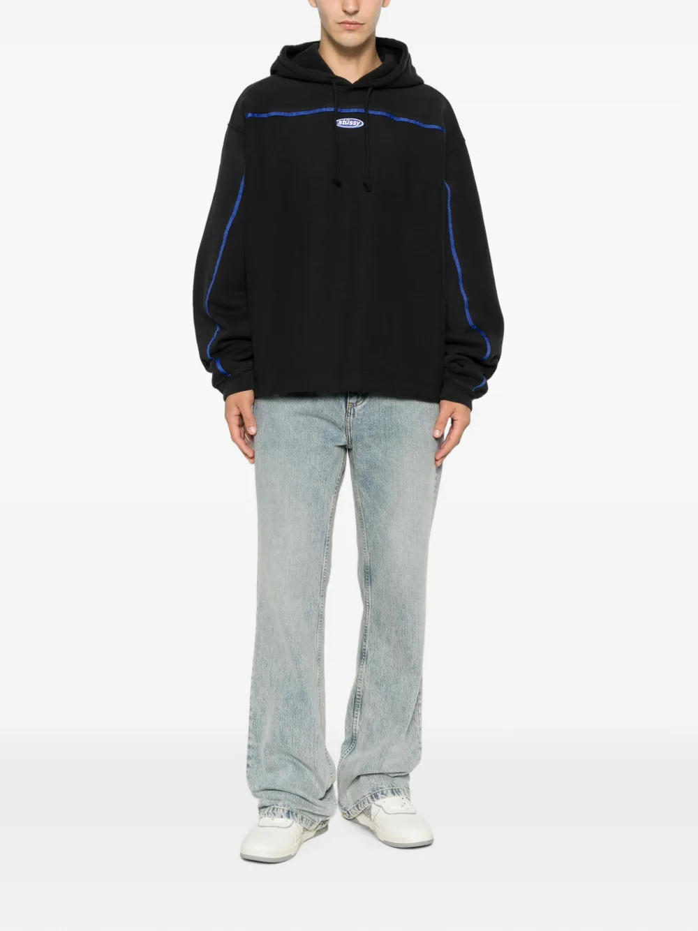 Stüssy Hoodie met logopatch en afwerking Zwart