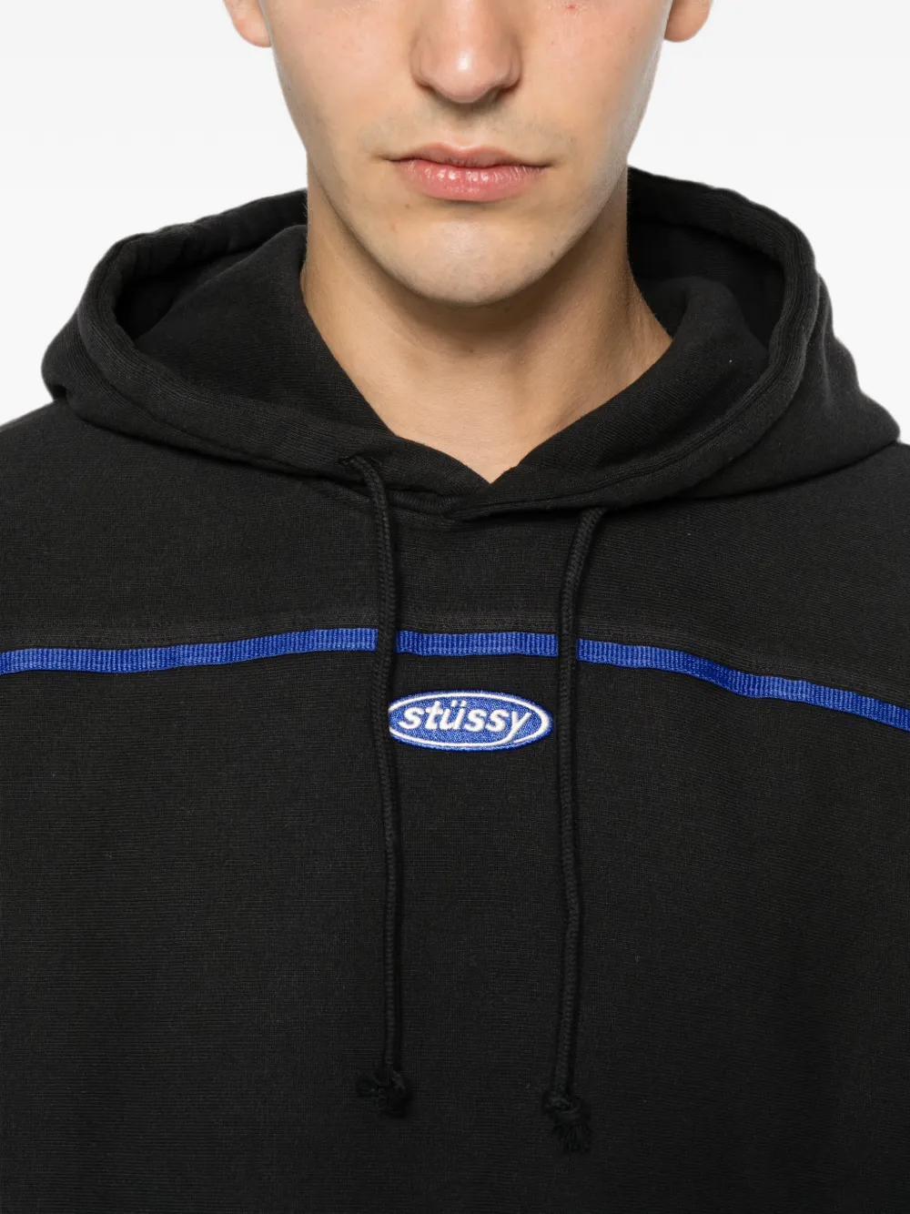 Stüssy Hoodie met logopatch en afwerking Zwart