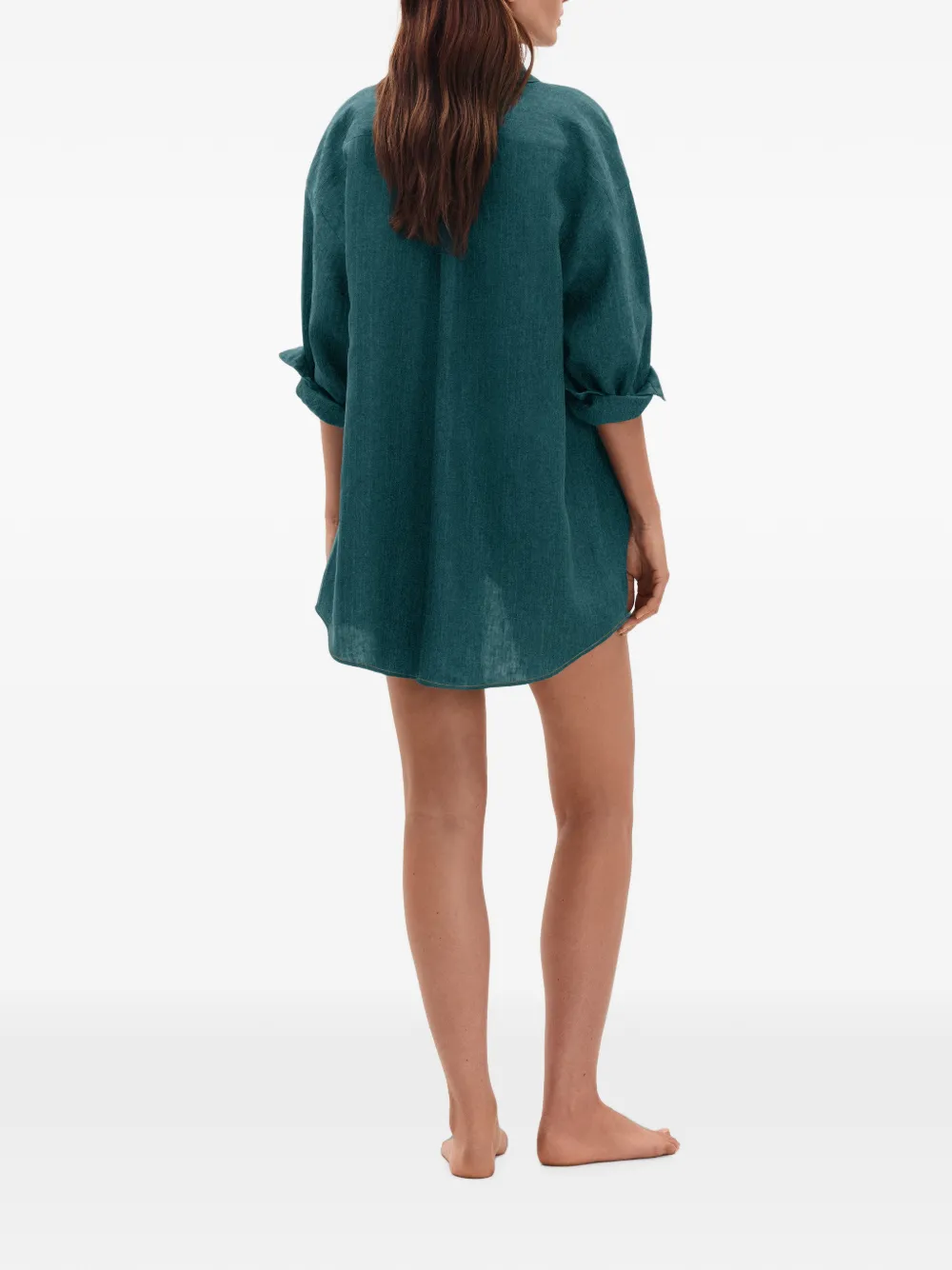 ERES Flashing blouse met contrasterende stiksels en borstzak Groen