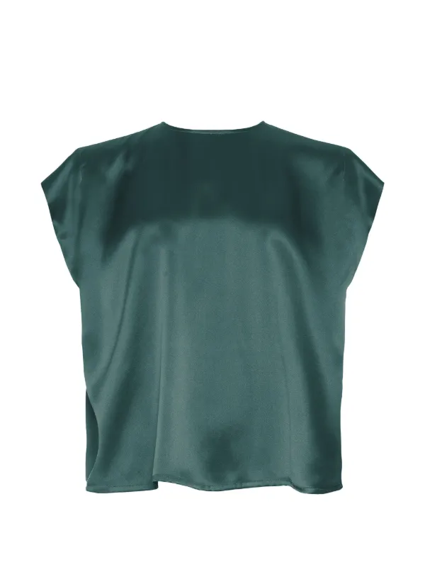 Eres Inversion Silk Cap-sleeve Blouse in Green