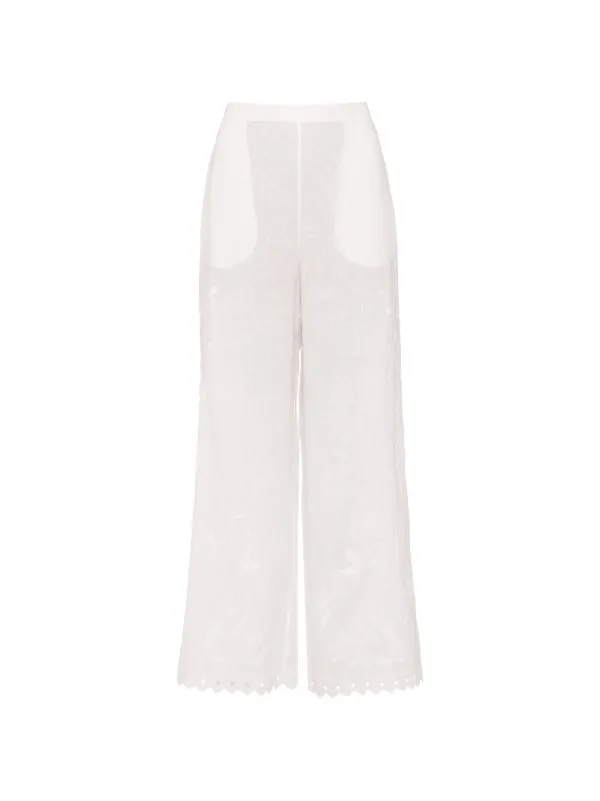 Eres Albatre Embroidered Linen Trousers in White