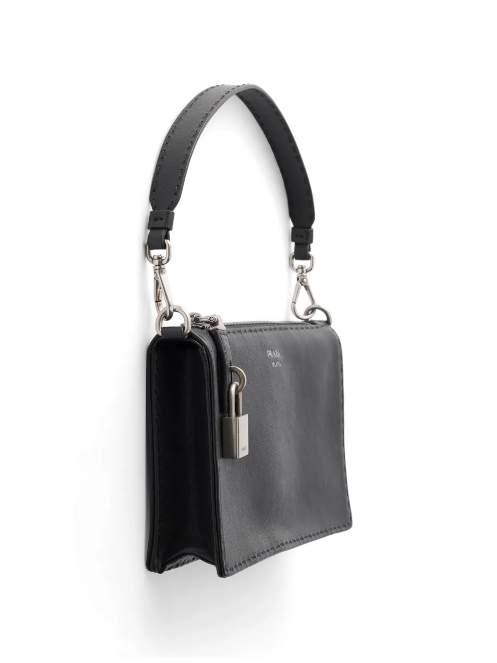 Prada Leren buidel met antiek-effect Zwart