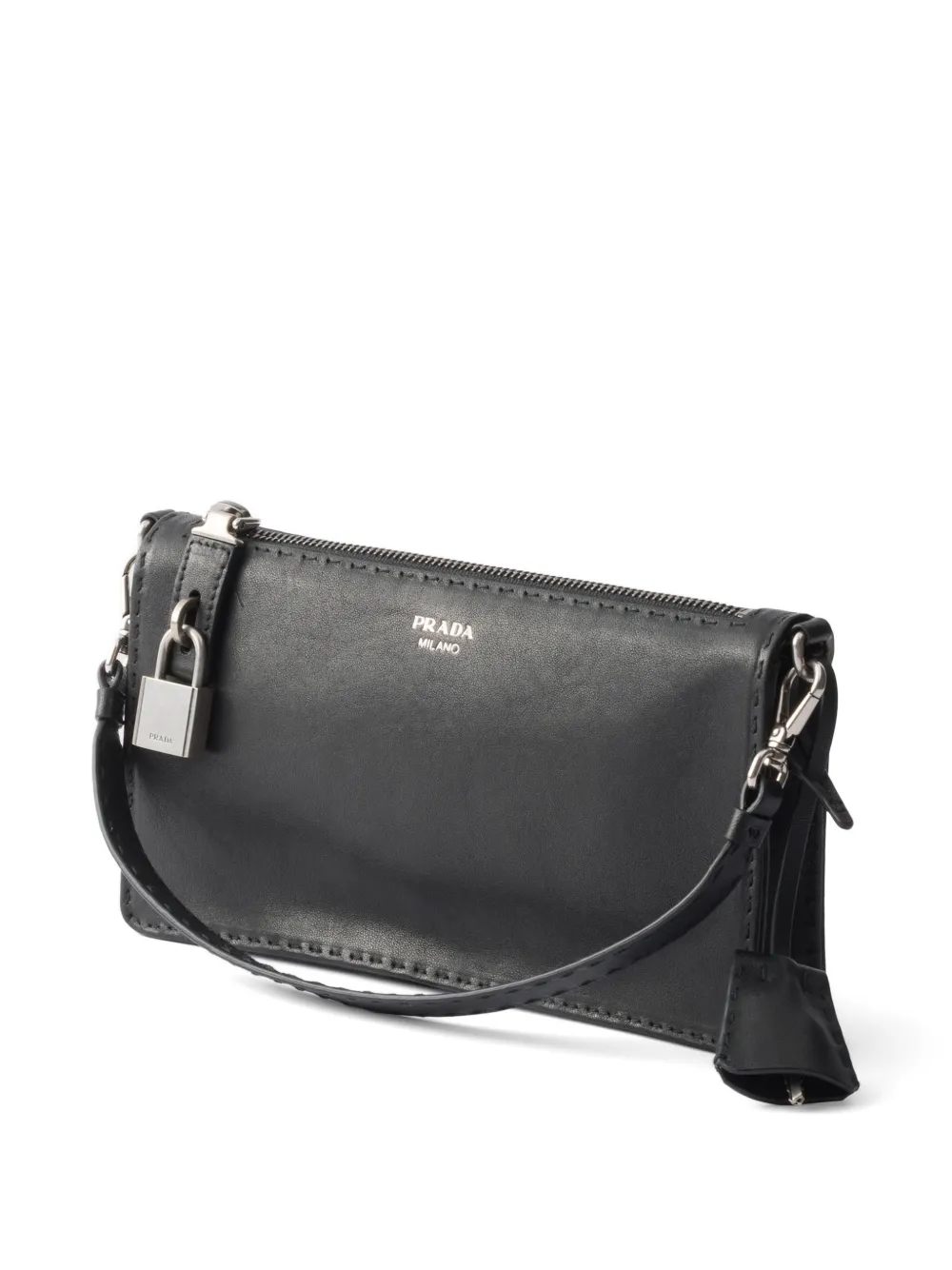 Prada Leren buidel met antiek-effect Zwart