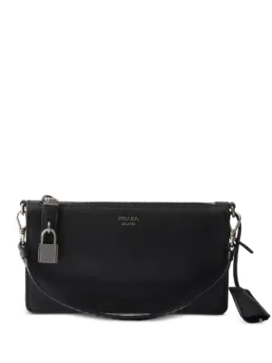 Prada サフィアーノレザー クラッチバッグ | ブラック | FARFETCH JP