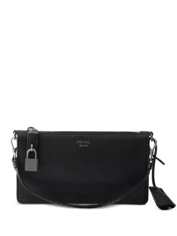 Prada レザークラッチバッグ | ブラック | FARFETCH JP