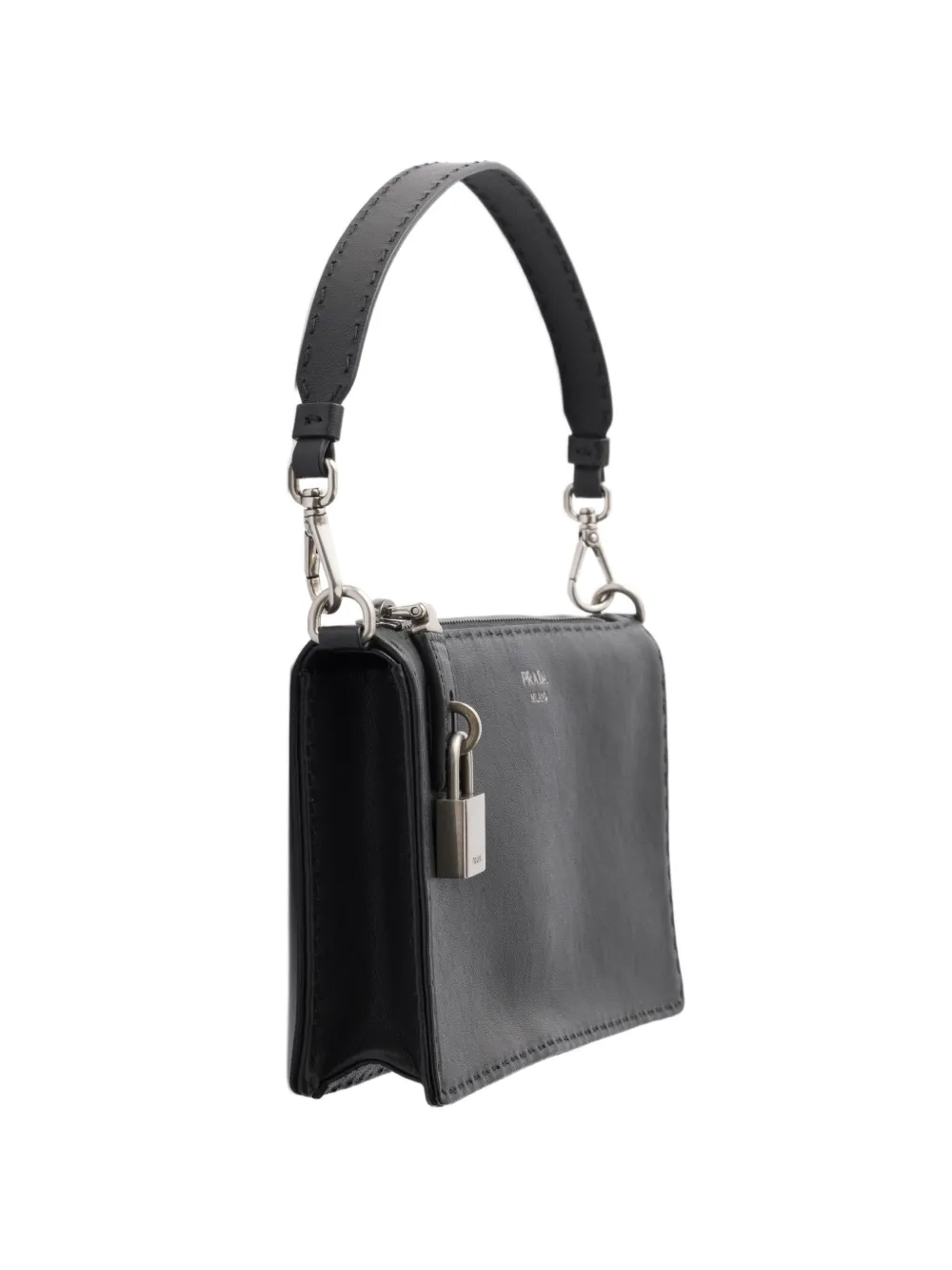 Prada Leren buidel met antiek-effect Zwart