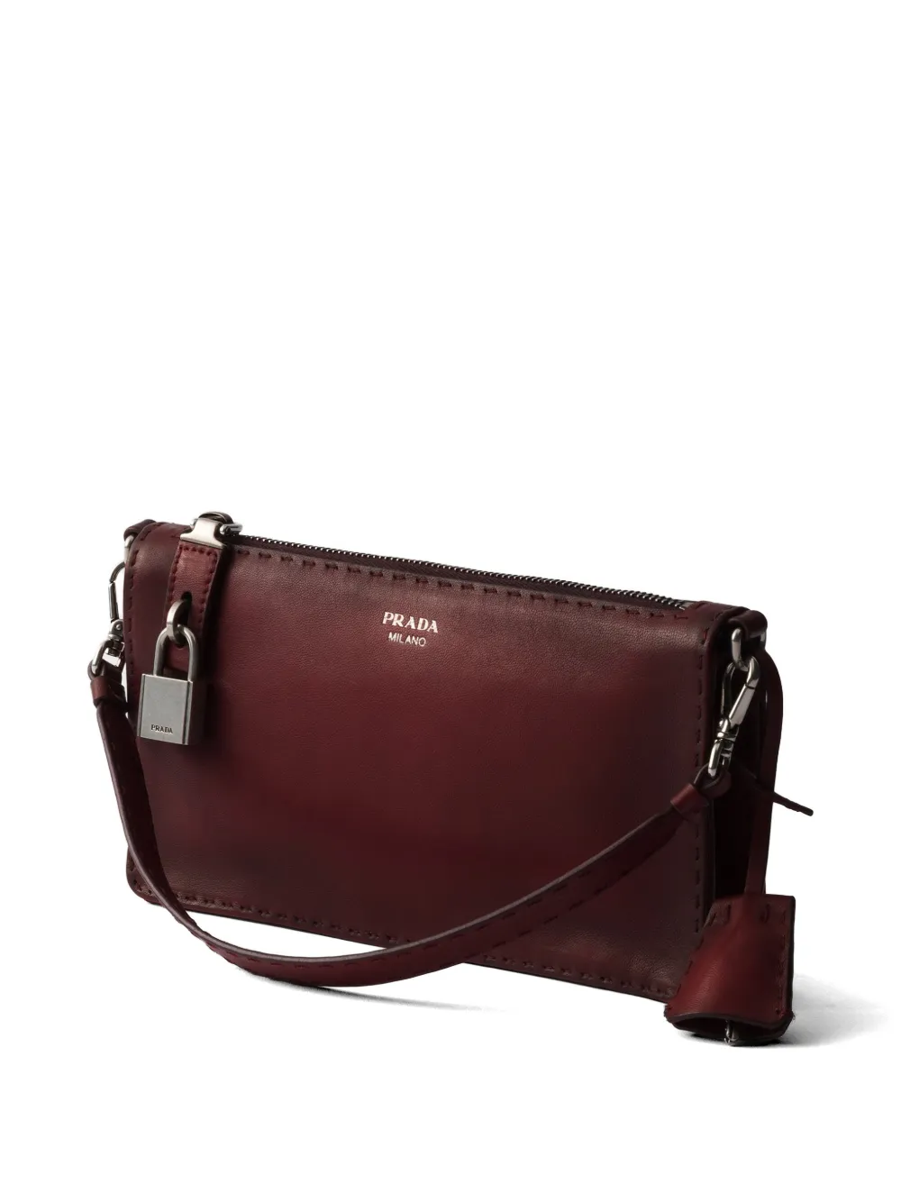 Prada Leren buidel met antiek-effect Rood