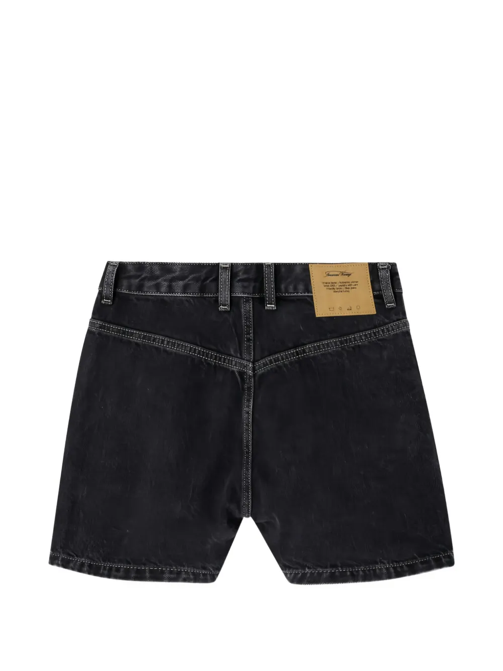 American Vintage Denim shorts met logopatch Zwart