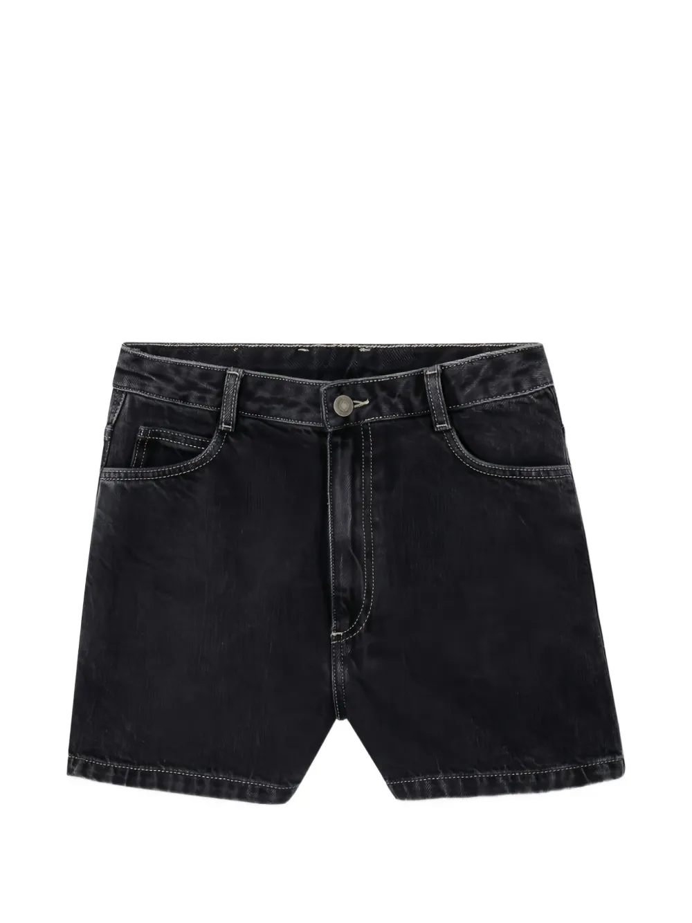 American Vintage logo-patch denim shorts - Nero