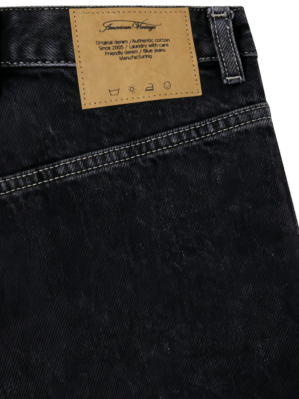 American Vintage Denim shorts met logopatch Zwart