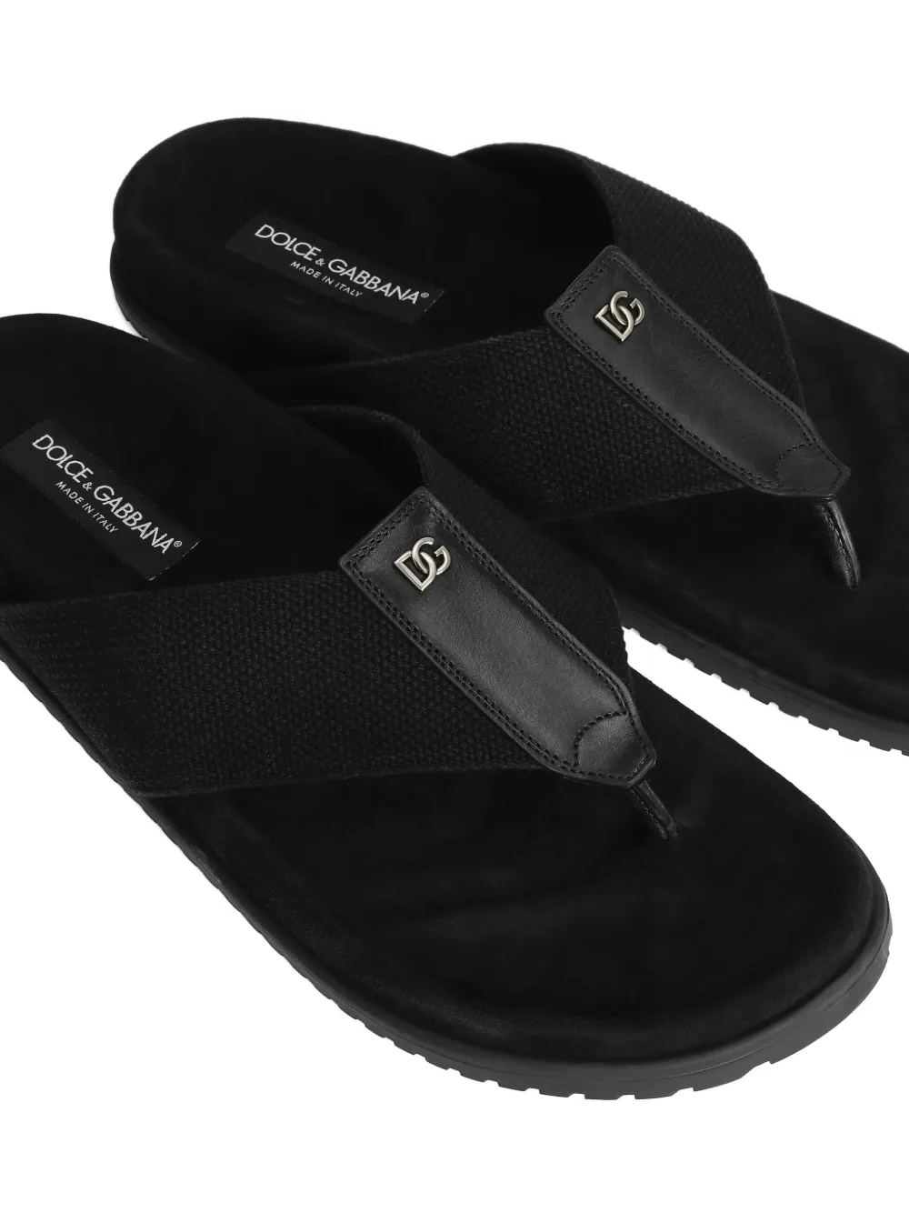 Dolce & Gabbana logo-plaque flip-flops Zwart
