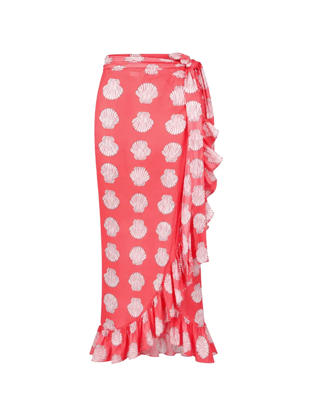NIMO WITH LOVE Mullein ruffled shell-print skirt - Rosso