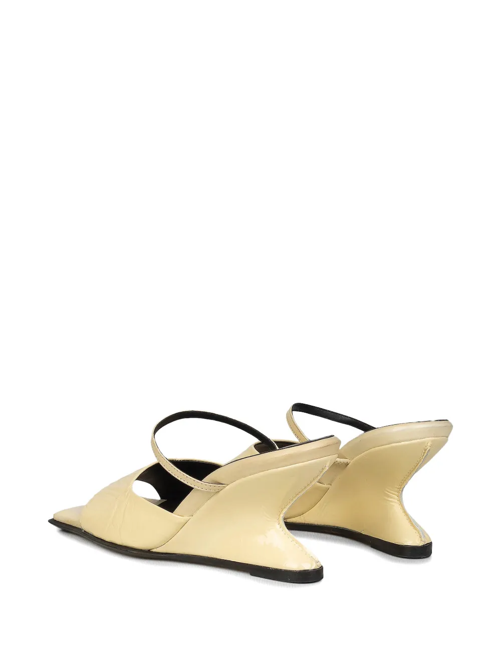 Miista ruched sculptural wedge slides Beige