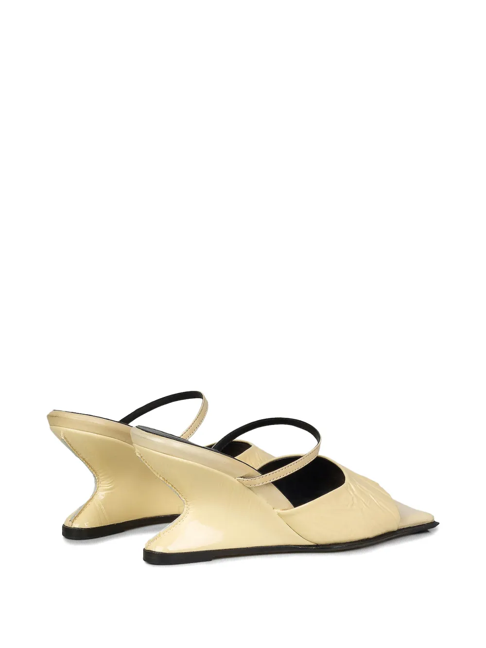 Miista ruched sculptural wedge slides Beige
