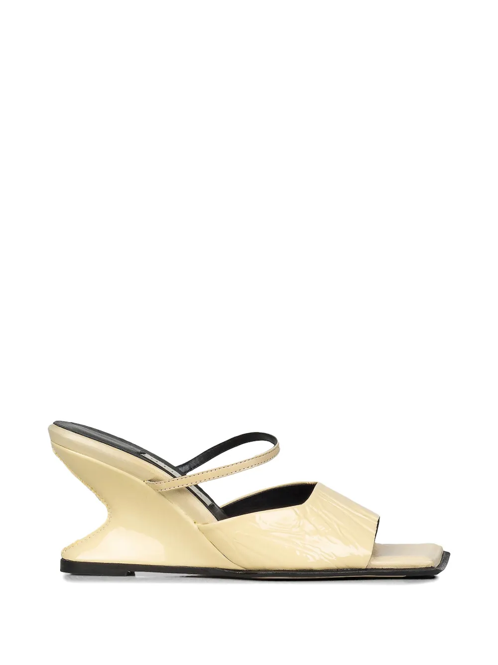 Miista Ruched Sculptural Wedge Slides In Yellow