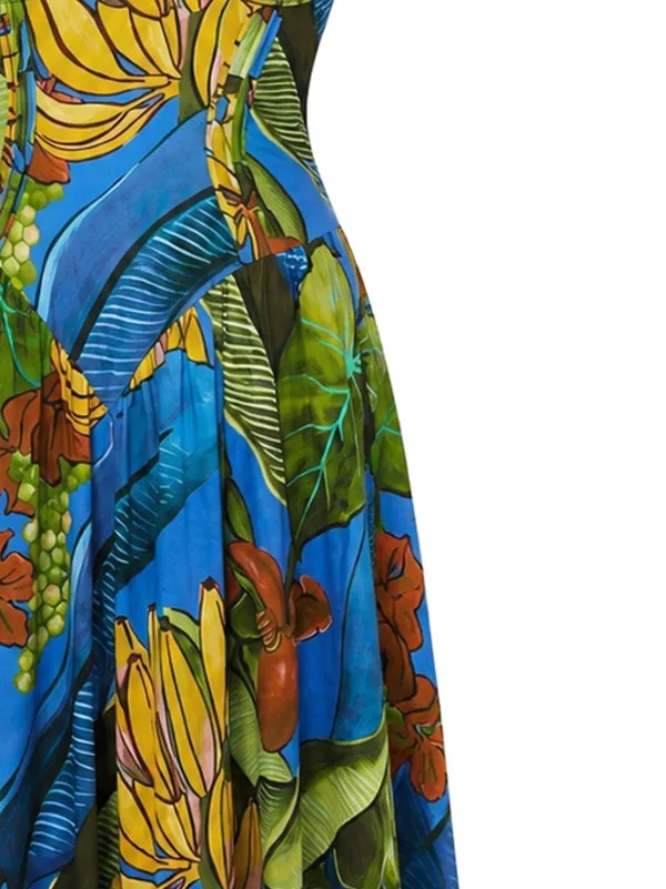 farm rio blue floral maxi dress FARM Rio Delhi Sleeveless Maxi Dress in Light Blue Floral M