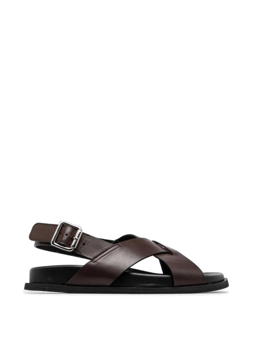 GUGLIELMO ROTTA Twill Ranch buckle-fastening crossover-strap sandals Bruin