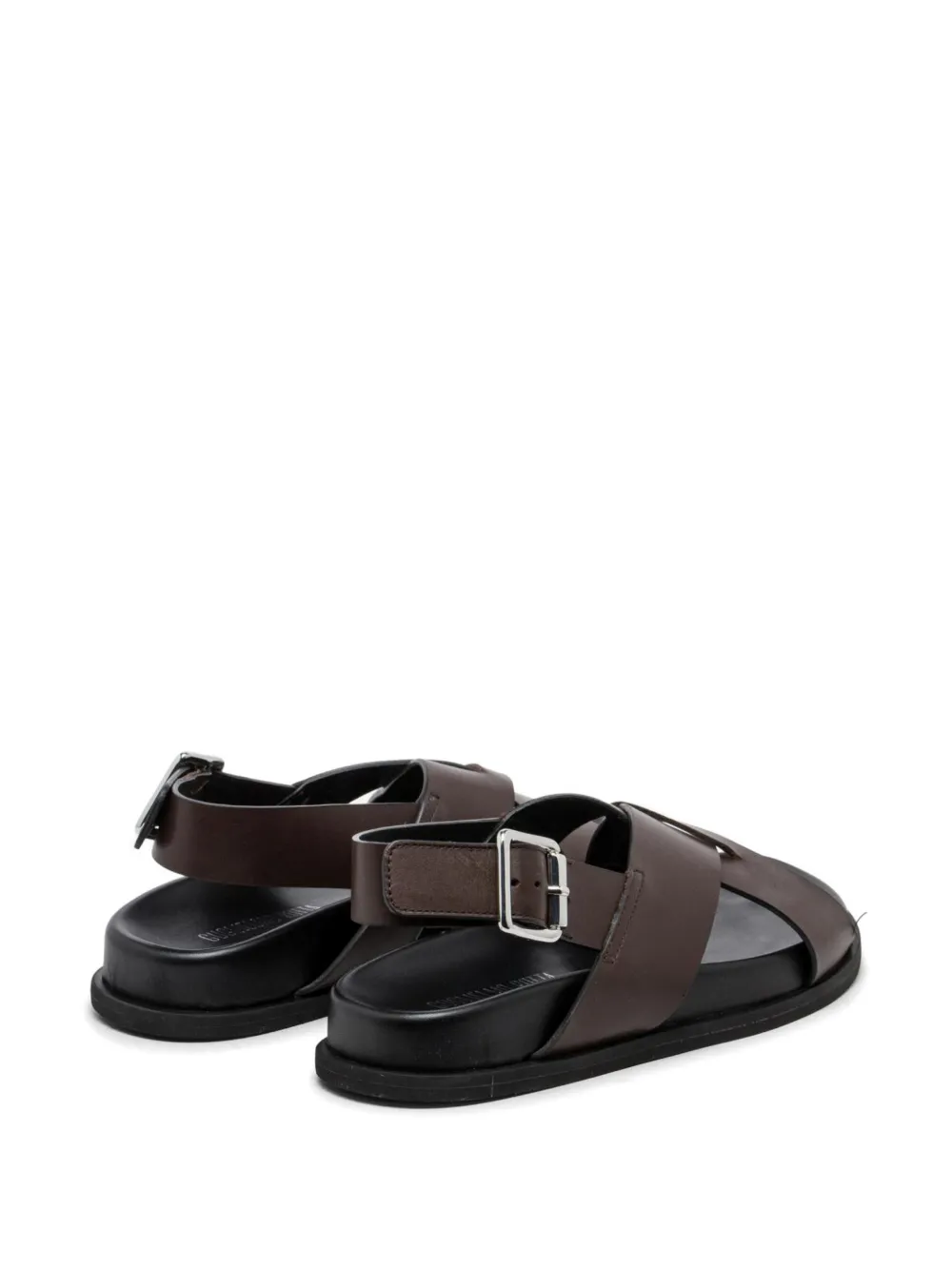 GUGLIELMO ROTTA Twill Ranch buckle-fastening crossover-strap sandals Bruin