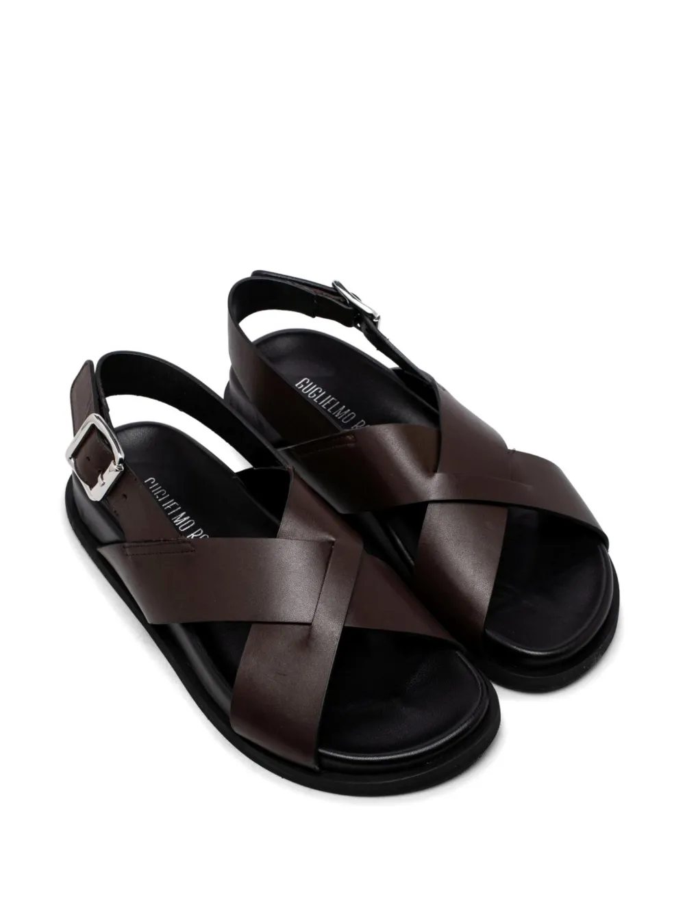 GUGLIELMO ROTTA Twill Ranch buckle-fastening crossover-strap sandals Bruin