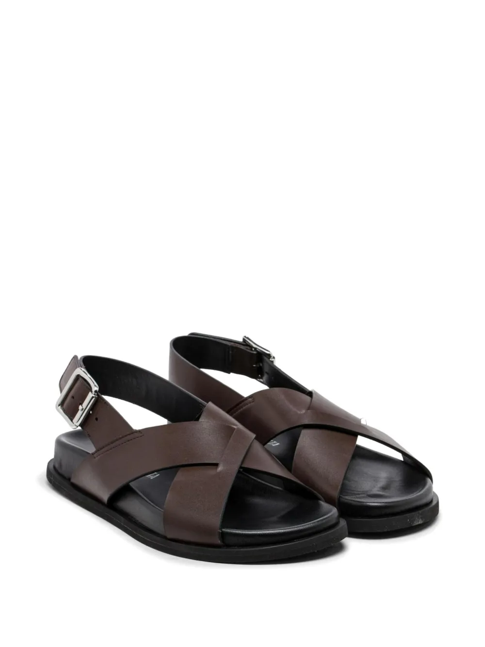 GUGLIELMO ROTTA Twill Ranch buckle-fastening crossover-strap sandals Bruin