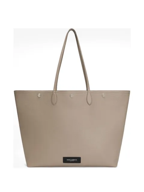 Dolce & Gabbana Essenza logo-patch pebbled tote bag