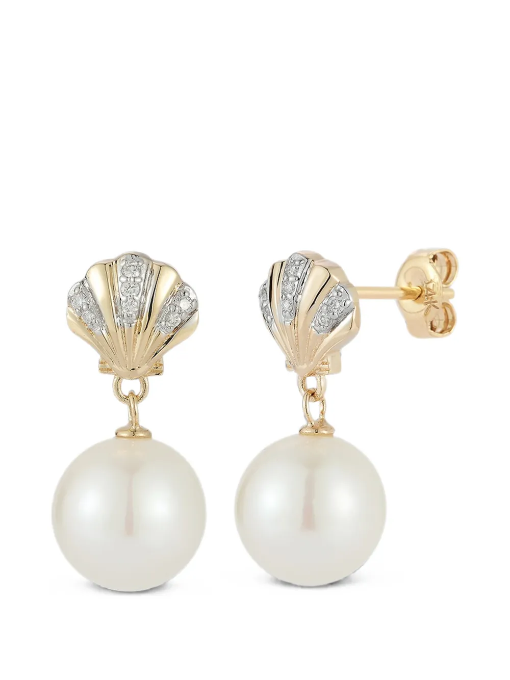 Mateo Petite Venus pearl and diamond earrings - Oro