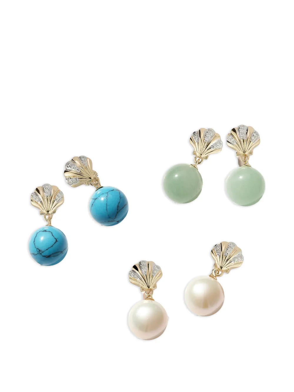 Mateo Petite Venus Pearl and Diamond Earrings in Gold, view 3