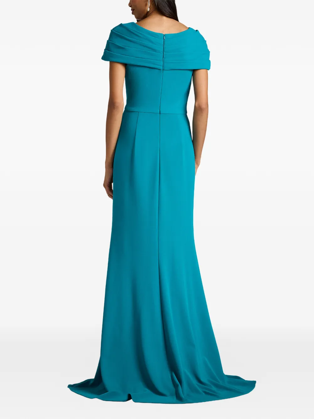Tadashi Shoji Off-shoulder maxi-jurk met gedraaid detail Blauw