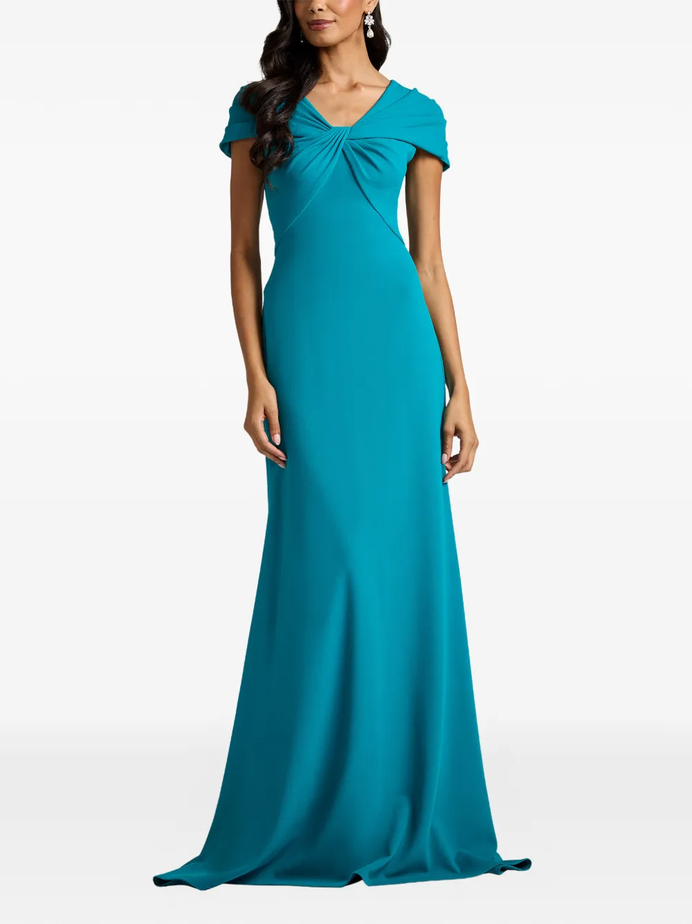 Tadashi Shoji Off-shoulder maxi-jurk met gedraaid detail Blauw