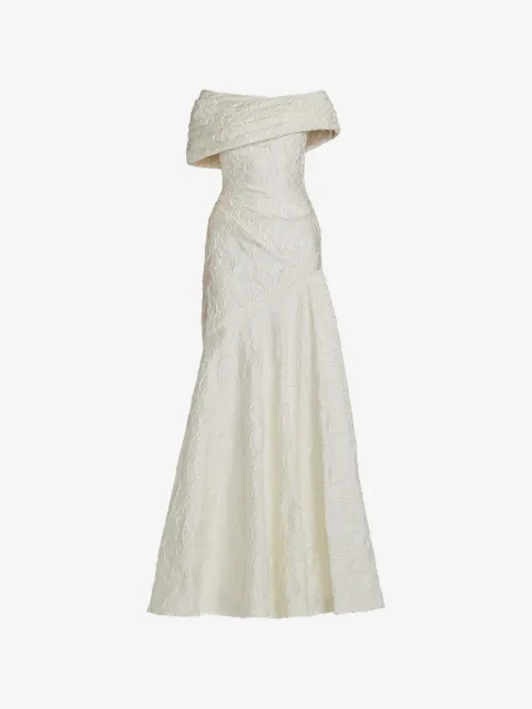Tadashi Shoji jacquard off-shoulder maxi dress