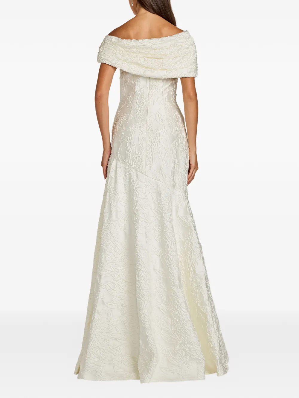 Tadashi Shoji Off-shoulder jurk met jacquard Beige