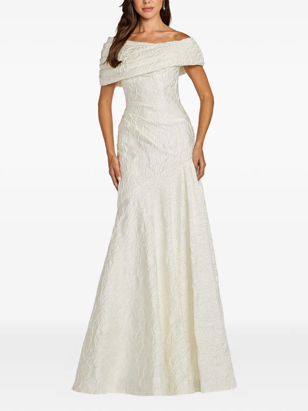 Tadashi Shoji Off-shoulder jurk met jacquard Beige