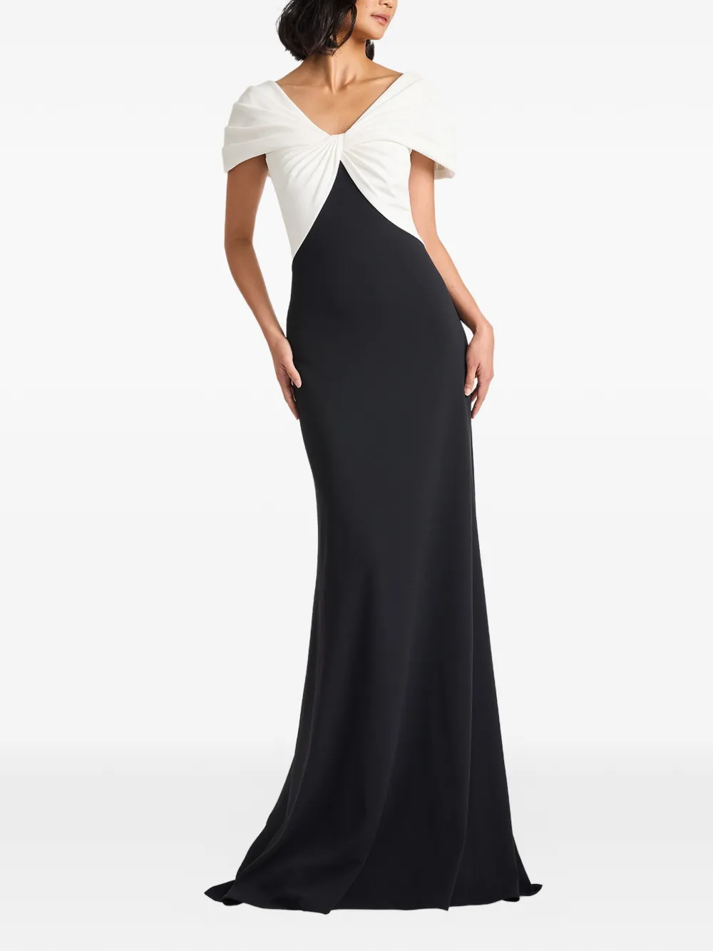 Tadashi Shoji Off-shoulder maxi-jurk met gedraaid detail Wit