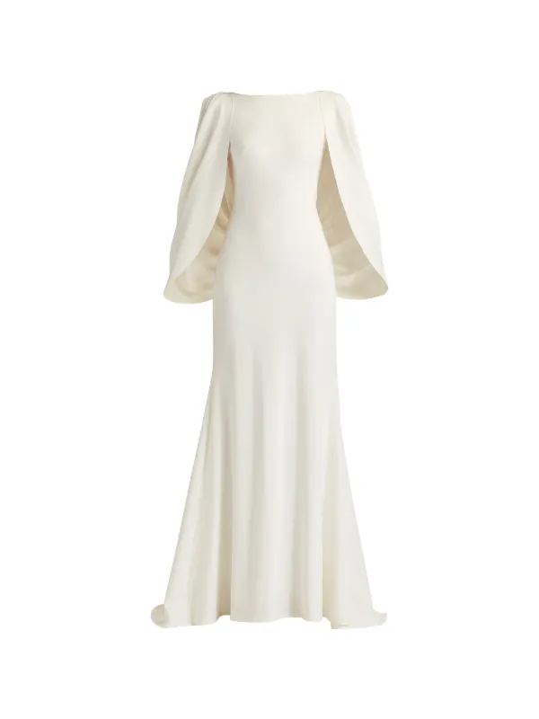 cape back maxi dress Asymmetric Cape Maxi Dress