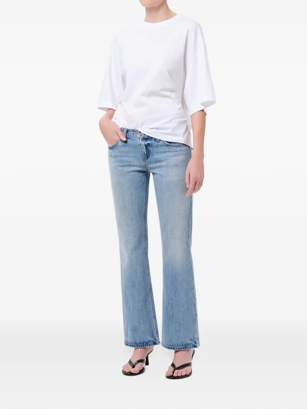 AGOLDE Theo T-shirt met striksluiting en uitgesneden details Wit