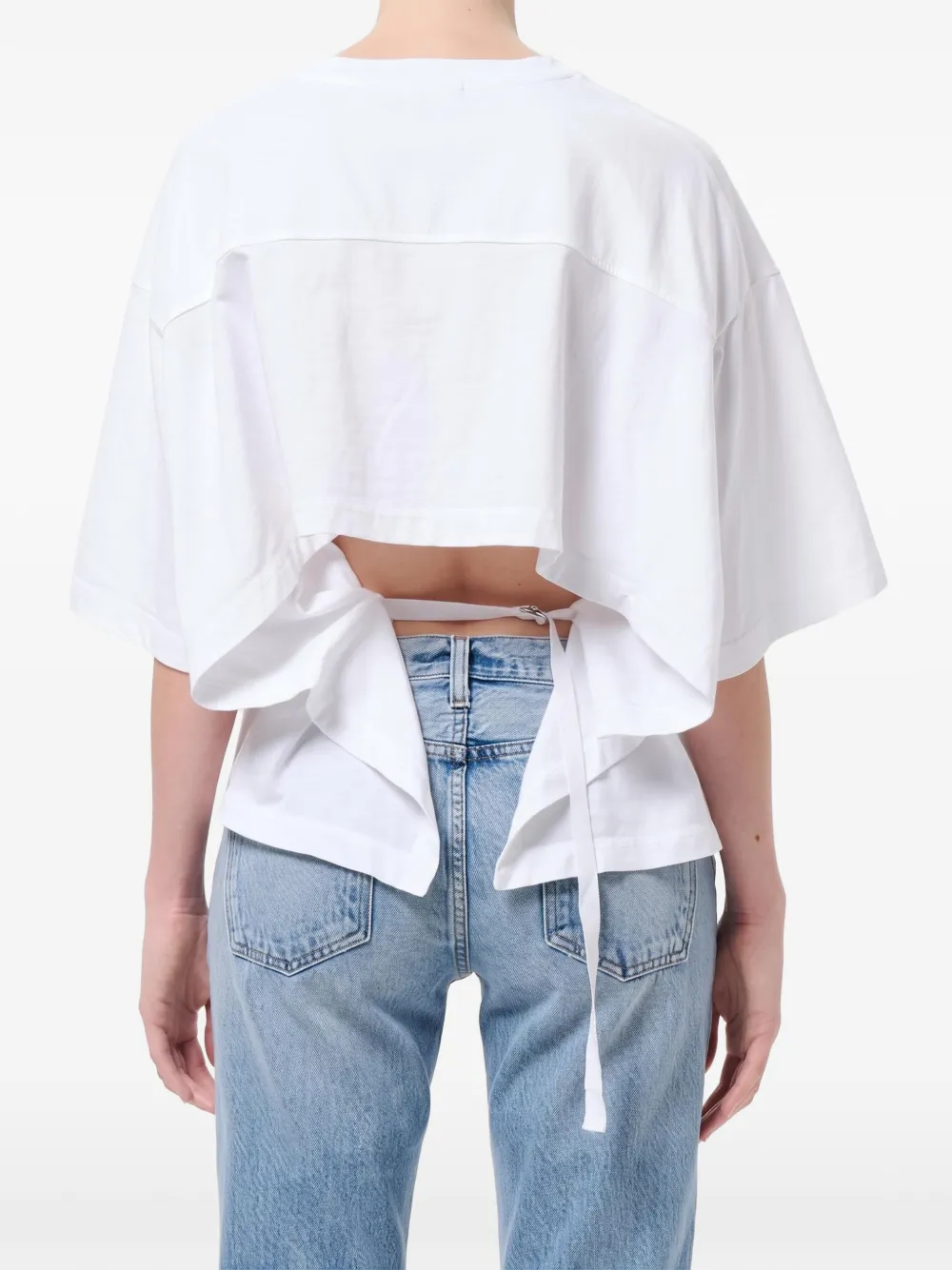 AGOLDE Theo T-shirt met striksluiting en uitgesneden details Wit