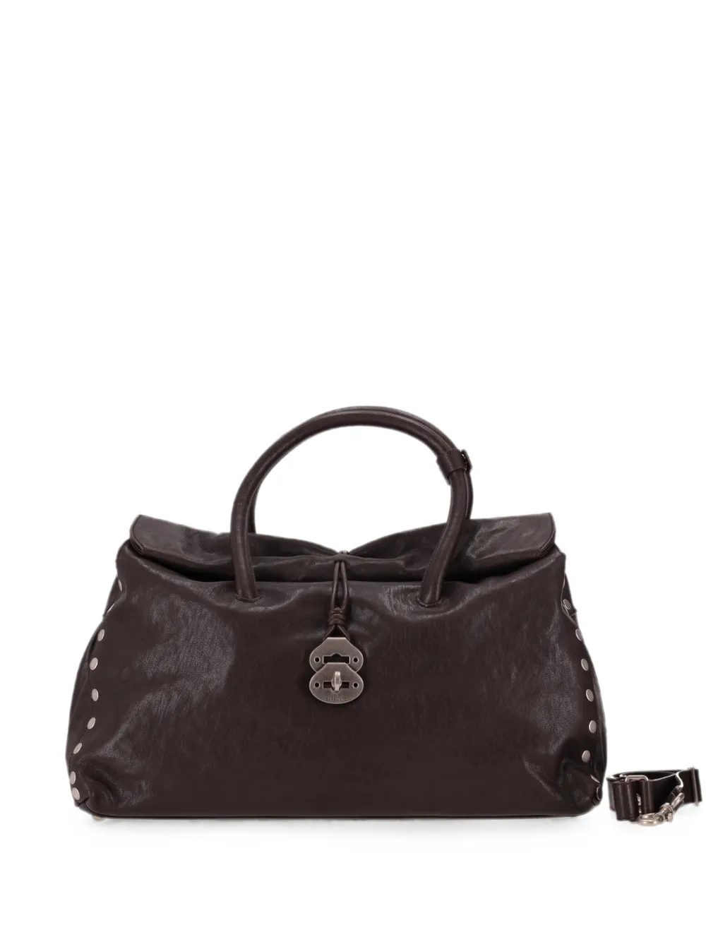 Zanellato Dotta Tobacco XL studded leather tote bag - Marrone