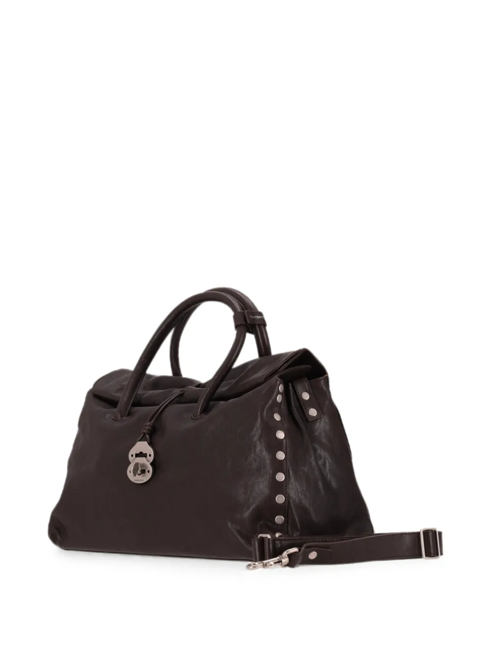 Zanellato Dotta Tobacco XL leren shopper met studs Bruin