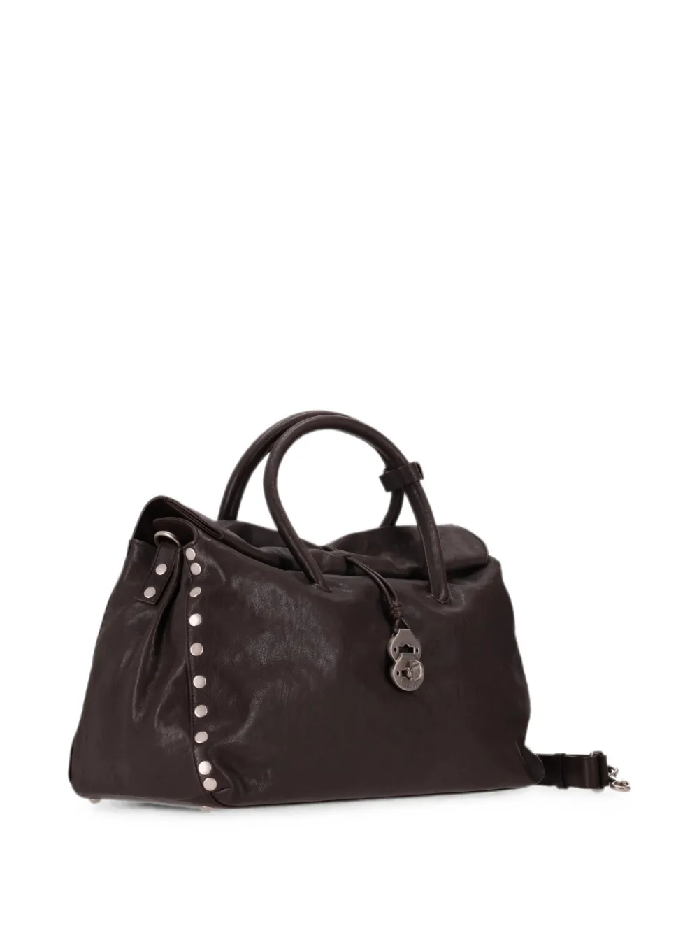 Zanellato Dotta Tobacco XL leren shopper met studs Bruin