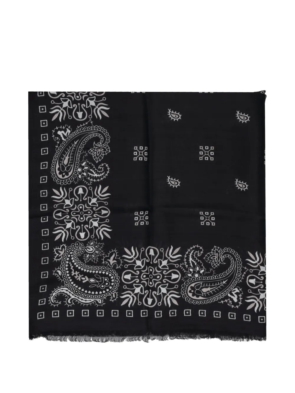 MANIPURI bandana-print frayed scarf - Nero
