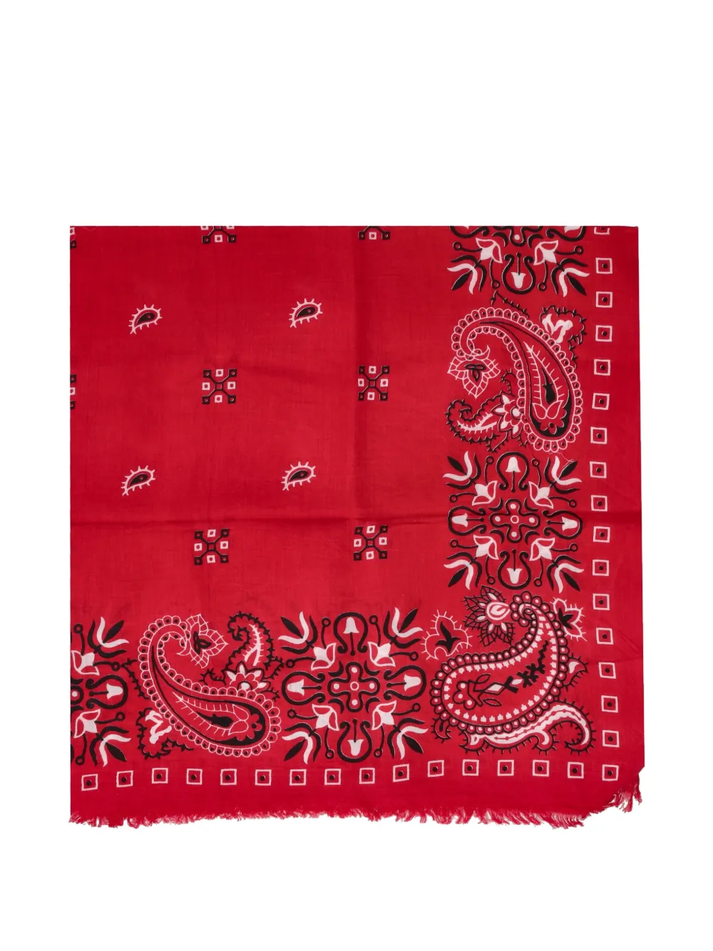 MANIPURI bandana-print frayed scarf - Rosso