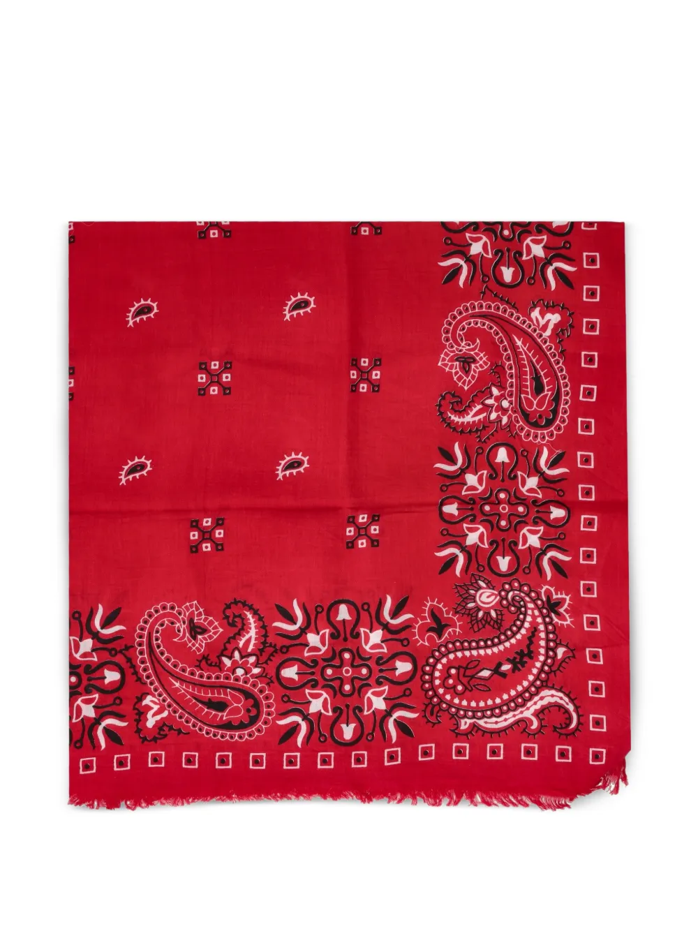 MANIPURI bandana-print frayed scarf - Rosso