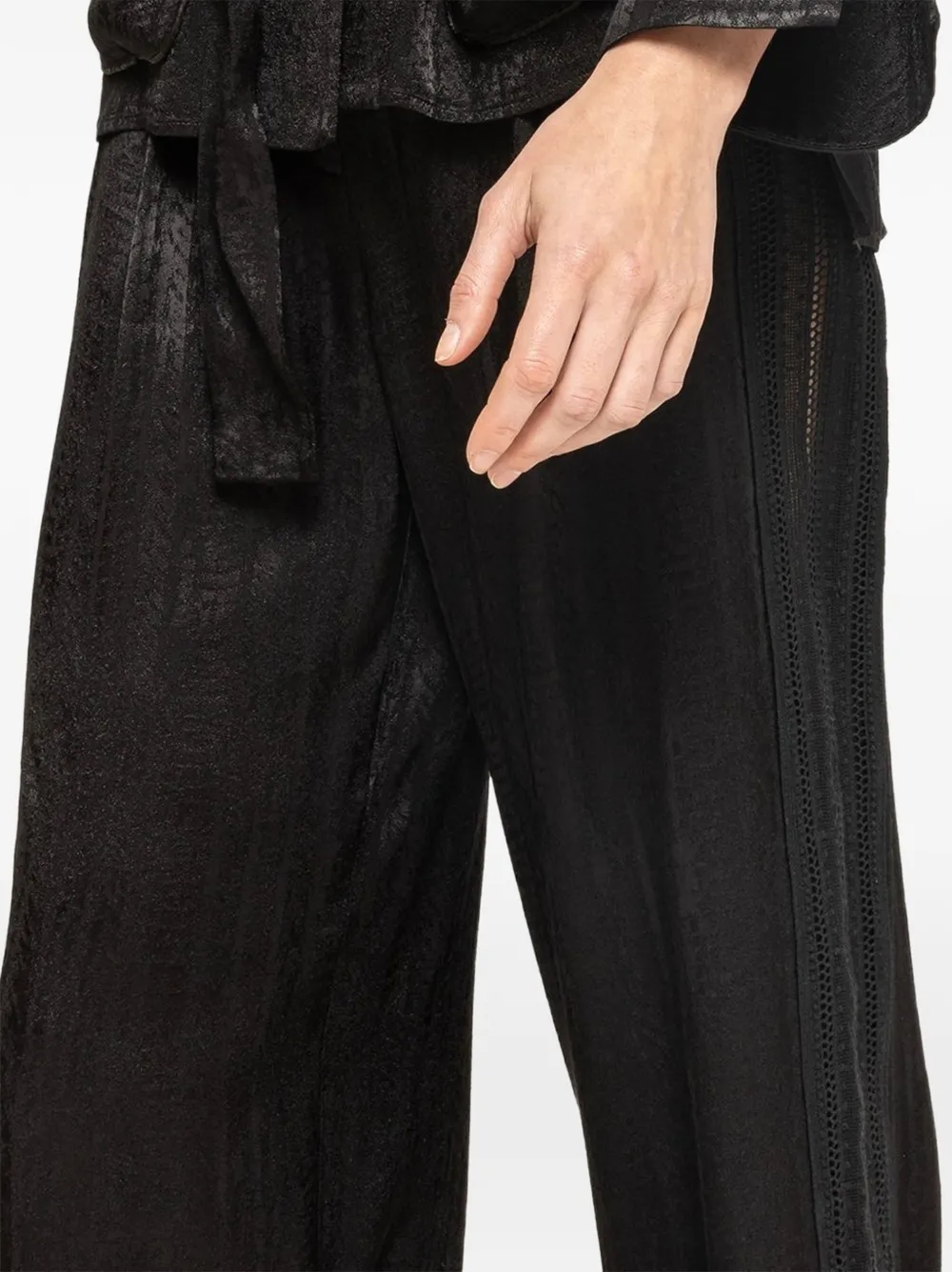 NISSA Viscose broek met wijde pijpen Zwart