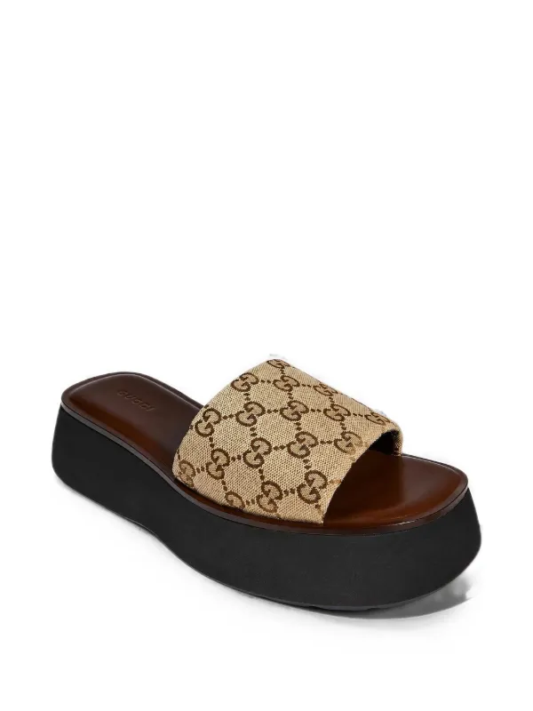 GUCCI GGパターン サンダル (新品未使用) Gucci GGパターン プラットフォーム サンダル | ニュートラル