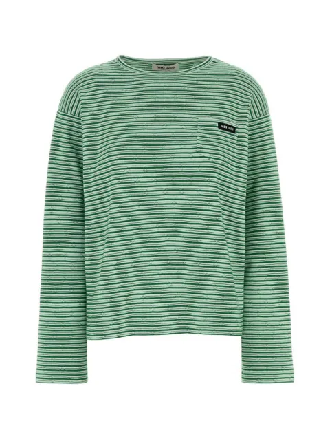 Miu Miu — striped pointelle-knit sweater