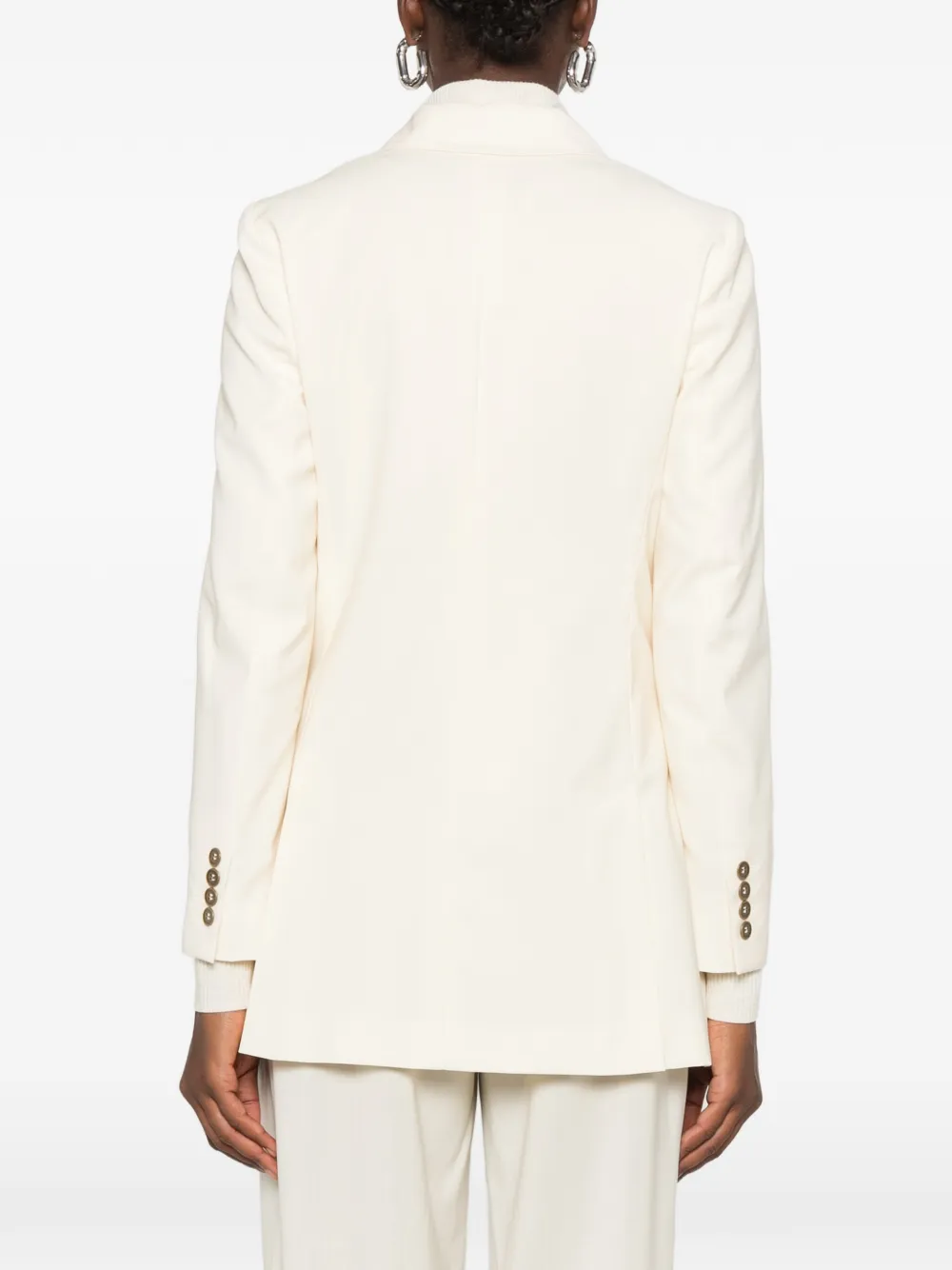Max Mara Jack met puntige revers en dubbele rij knopen Beige