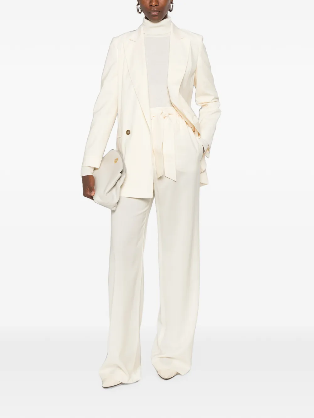 Max Mara Jack met puntige revers en dubbele rij knopen Beige