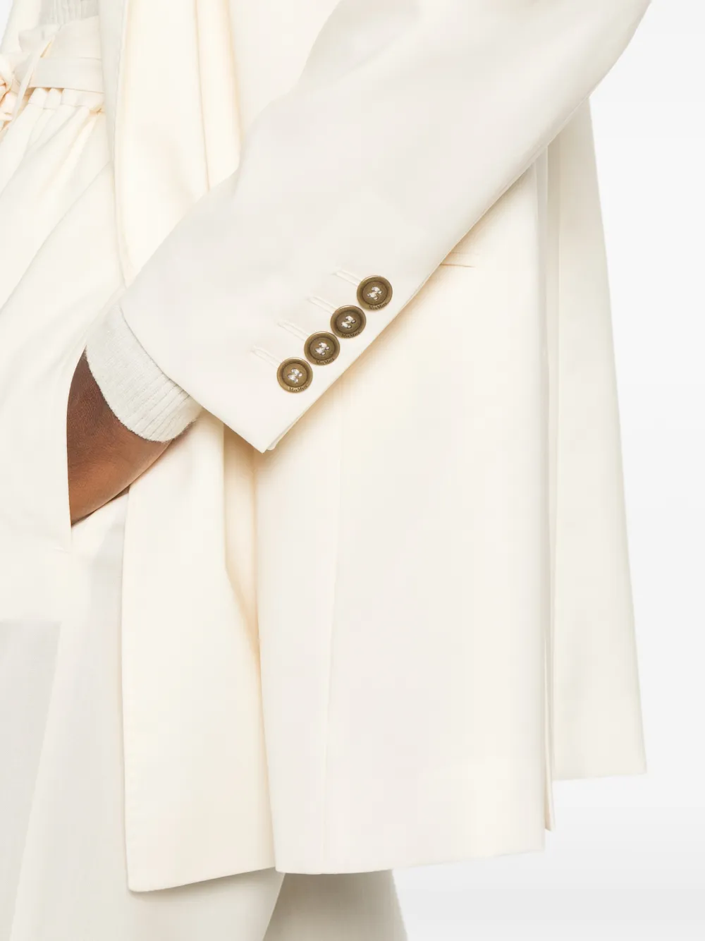 Max Mara Jack met puntige revers en dubbele rij knopen Beige